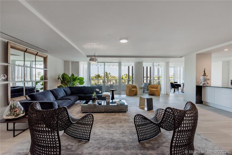 Welcome to the Ritz Carlton Residencies: A new level of Sophistication in Miami Beach. Upon entry to this unit you are greeted by an abundance of natural light throughout the large open living spaces. The Open kitchen designed by Boffi features a Gas range & Gaggenau appliance package. The spacious Primary suite offers two walk in closets, dual vanities, rain shower & tub. The 2 additional rooms both feature on-suite full bathrooms and a service quarters with laundry. Residents will enjoy access to amenities such as Chauffeur Service, Boat Charter to Beach Club, Resident only Restaurant & full service Gym / Spa. Enjoy a tranquil and secluded lifestyle with sunrise to sunset views from your terrace overlooking Surprise Lake.