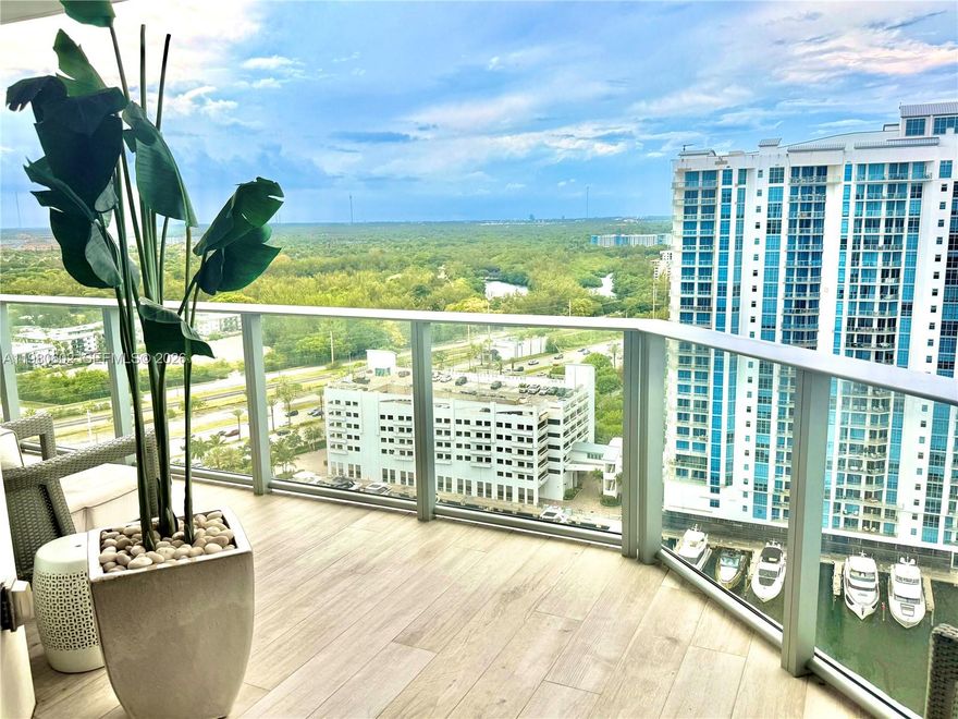 Luxurious turnkey high-floor residence on the 23rd floor at The Reserve at Marina Palms with stunning unobstructed water and city views. 2/2/1,976 sqft!  Professionally designed and remodeled with high-end finishes by Steven G. Features include porcelain floors, designer lighting, custom ceilings, and custom closets throughout. Spacious layout offering two master suites. Unit includes two assigned parking spaces and private storage.
Full-service luxury building with 24-hour concierge, gated security, spa with sauna and steam room, state-of-the-art fitness center, yoga/Pilates studio, business lounge, infinity pool with summer kitchen, kids’ pool, play area, dog trail, and elegant lobby, Private marina, full service, up to 100' boat slips. Private boat club for residents! The best location! Move-in ready.