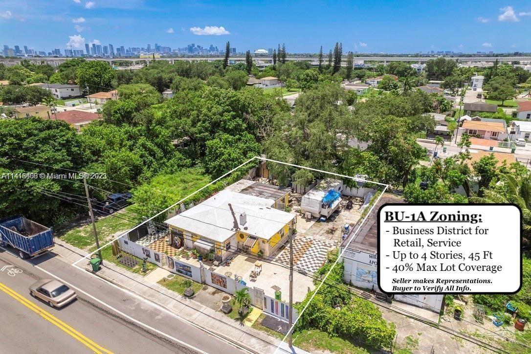 Absolutely Gorgeous Property in Allapattah with FAVORABLE COMMERCIAL ZONING. An Art Filled Oasis currently Rented by the Room with Multiple "Suites", Very Strong Cash Flow. VERSATILE PROPERTY, perfect for Business Owner with Outdoor Storage Needs or Longterm Investor. Ideal Buy-and-Hold with IMMEDIATE CASHFLOW + HUGE UPSIDE FOR FUTURE REDEVELOPMENT. Per Miami-Dade, Zoning is BU-1A, "Business District, UP TO 4 STORIES, 40% Max Lot Coverage". Currently 5 Rooms Rented + Camper, $5950.00 PER MONTH (Rented by Room Monthly). Gem property in bustling area just off I-195 highway to Miami Beach / Airport. Best Location: 7 Mins to MIA Airport, 10 to Downtown, 11 to Wynwood, 12 to Brickell, 13 to Miami Beach. Call Now!