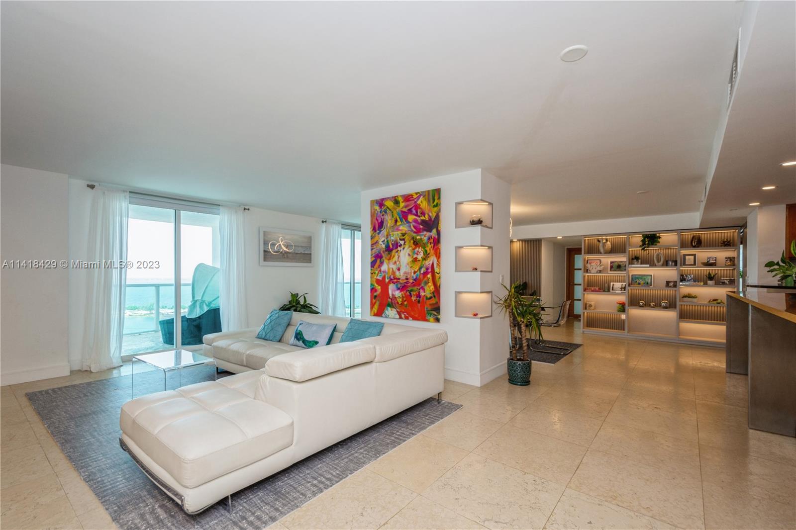 Take a look at this recently renovated unique opportunity to own a four bedroom home in the sky.! This gorgeous 4/4 unit has over 2700 sq ft of living space .With amazing water views from every room, concrete floors, open kitchen, tons of storage, laundry room and two of the bedrooms en-suite, this makes for a perfect urban retreat. Skyline is an amenity-rich condo on Brickell conveniently located within walking distance to some of the best restaurants in Miami and yet a few blocks from the I95 ramp.
State of the art exercise room facing the bay, pool, tennis court, BBQ and play area right on the water. A small convenience store can be found off the elegant lobby area. Lobby attendant and valet.