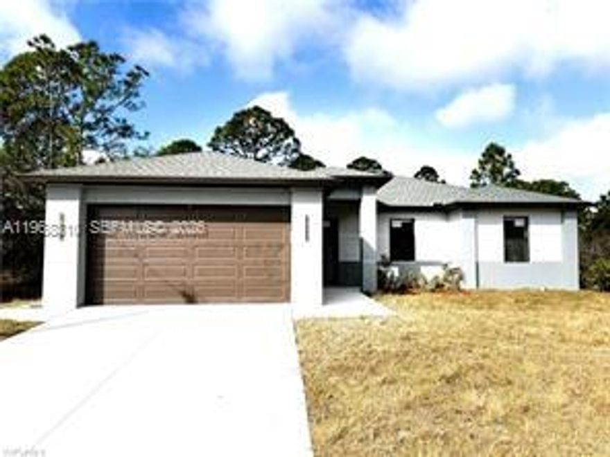 Experience the best of new construction in a flourishing area of Lehigh Acres! This stunning 3-bedroom, 2-bathroom home features a bright and airy open-concept kitchen, perfect for entertaining. The kitchen boasts elegant wood cabinets, pristine quartz countertops, and a full suite of brand-new stainless steel appliances. Enjoy the Florida sunshine and ultimate peace of mind with impact windows and doors throughout. With gorgeous porcelain tile underfoot and zero updates needed, this move-in-ready home offers the perfect blend of modern style and effortless living. Schedule your private showing today!