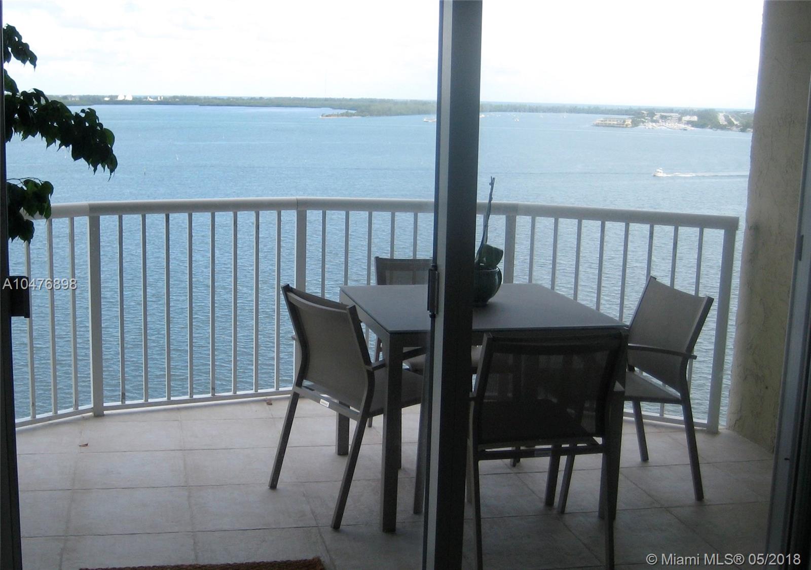 Least expensive 3 beds Bay front in Brickell! Most sought after line at Bayshore Place! Bayfront 3BD/2BA with the breath taking bay views on the 16th floor and from each bedroom; 3rd bedroom could be office or den. Upgraded kitchen and bathrooms, built in library, corner bar and buffet, porcelain floors, elfa closets, extra large walk-in closet in master bed, blackouts shades, W&D outside/same floor, small storage space. 1 parking space, renovated building with gym, pool, BBQ areas on quiet street in the middle of Brickell! Walk to all shops and restaurants. No Pets!