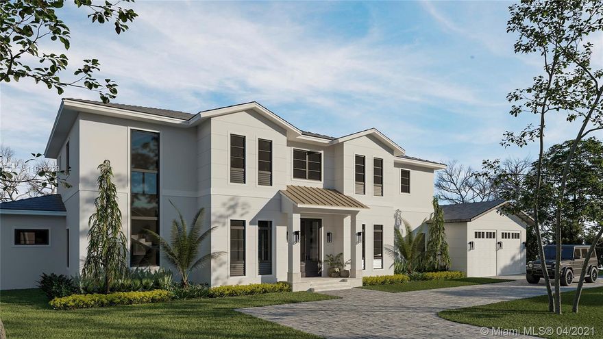 This new lakefront Hollub home under construction embodies the South Florida lifestyle, providing the perfect retreat- nestled on an idyllic Pinecrest street, offering a world of privacy, moments from top schools, recreation and Miami hot spots. Stunning modern farmhouse with legendary timeless design and quality, featuring 6 bedrooms and 7 baths, 6,986 SF, elevator, exceptional living and entertaining spaces with gorgeous views of the artful landscape, pool and lake beyond, custom kitchen with Wolf, Sub-Zero, plus 2 en suite bedrooms. The 2nd floor’s luxurious owner's suite has a large terrace with panoramic views. A loft, elevator, plus 3 additional en suite bedrooms complete the 2d floor.
