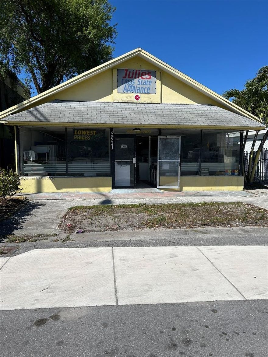 Free Standing building with large lot. New roof 2025 ONE BLOCK FROM 441 and frontage on busy West Hallandale Beach Blvd. A few miles from I- 95.  Total Rent of $8,787 includes everything. Building next door is also available For rent/ For Sale. Zoned TOC2 as per City of West Park
