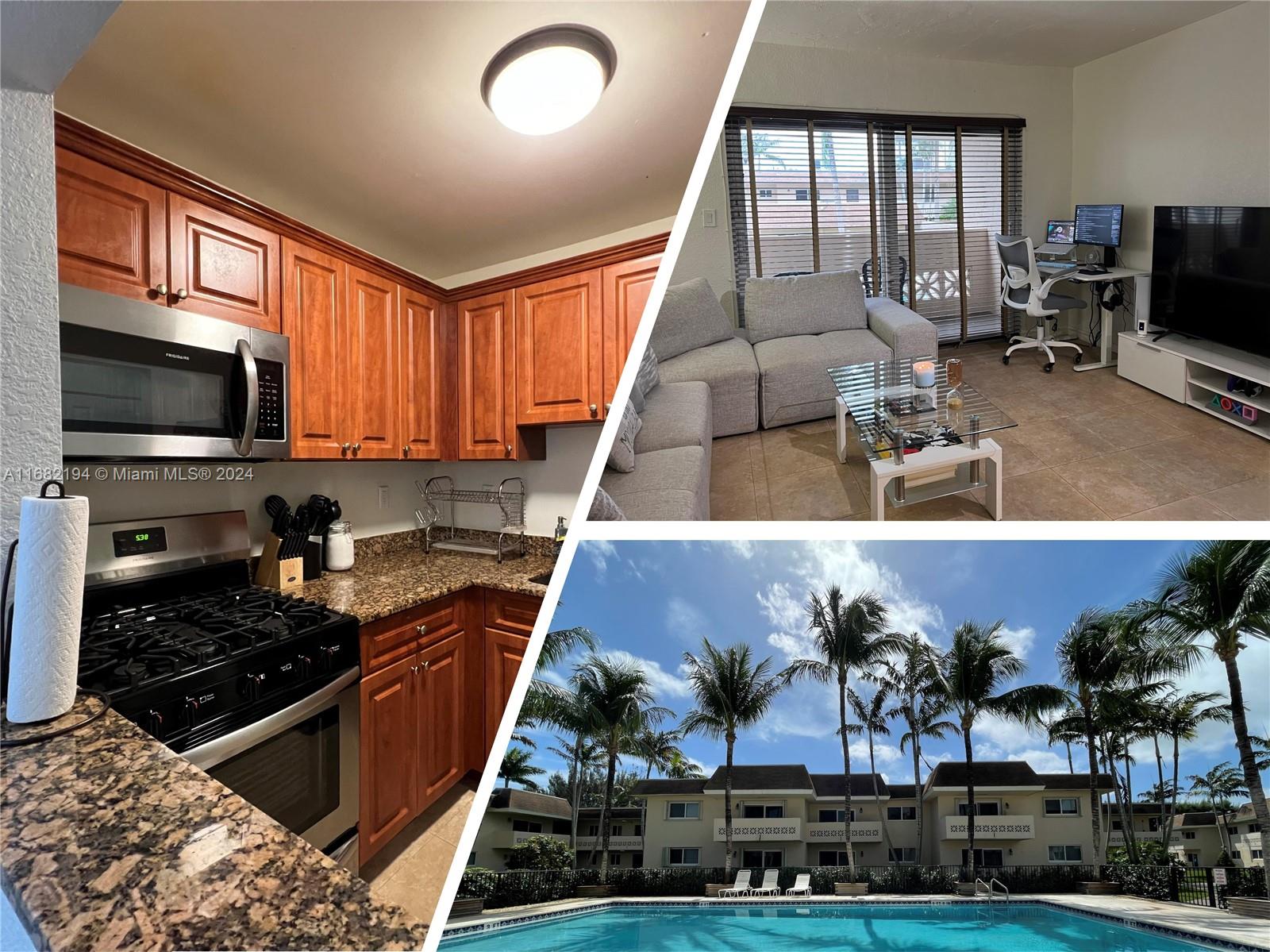 Villagio at Palmetto Bay – Great Location! Conveniently located near Publix at 14601 S. Dixie Hwy, next to CVS, and just minutes from The Falls shopping center, banks, and restaurants. This top-floor, 1-bedroom unit features a balcony with a pool view and a modern kitchen with wood cabinets, granite countertops, and impact windows. Water is included, and a laundry facility is available in the complex. The apartment is vacant and comes with one assigned parking space; the association provides two parking permits for tenants in total.