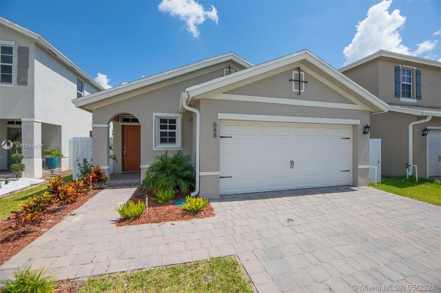 Rare Opportunity! Beautiful 1-Story Home Built by DR Horton in 2020 with 3 Bedrooms and 2 Baths. Upgrades include Accordion Shutters, Newly Fenced Yard, Water Filtration System, Smart Home System, New Window Treatments, Stainless Steel Appliances, New Washer and Dryer, Sprinkler System, and New Landscaping. Pre-Approval and Source of Funds required for all offers.