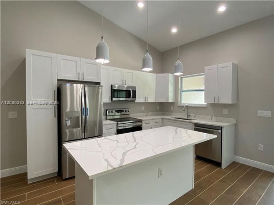 Location! Location! Elegant designed newer duplex for sale in at the begining of Lehigh Acres. Each unit boasts 3 bedrooms 2 baths with an open floor plan,  fully tiled with lanai and a larger 1 car garage on each side.
Amenties include LED lighting, quartz counter tops, Large kitchen with island/ample storage, stainless steel appliances, impact windows and sliding doors, walkin closet, cathedral ceilings. Location is very close to SR-82/ Daniels and Colonial Blvd for quick access to the airport, major hospitals, and interstate I-75. There's no HOA, CDD fees. Leased with excellent tenants. Possiblity for first time homebuyer as well!