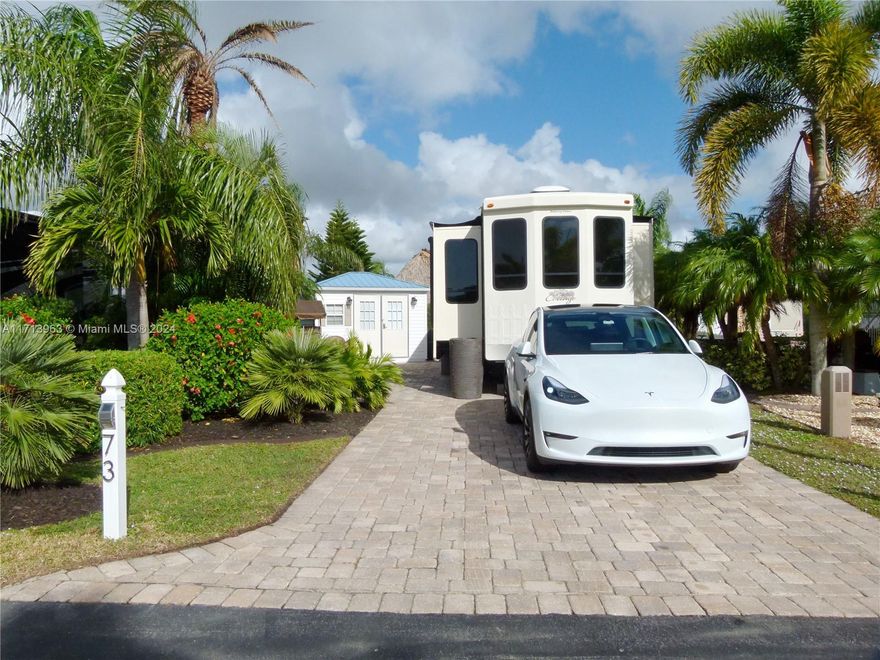 Silver Palms is a 90-acre gated community located just north of Lake Okeechobee. This lot has a finished casita with fridge, AC, kitchen countertop and sink. Lushly landscaped. Don't miss an opportunity to own at this 5-star resort with 10 pickle ball courts, a card and billiard room, library and fulltime activities director with daily activities. Poolside bar & grill with live music. Come see all that Silver Palms has to offer and own your piece of paradise.