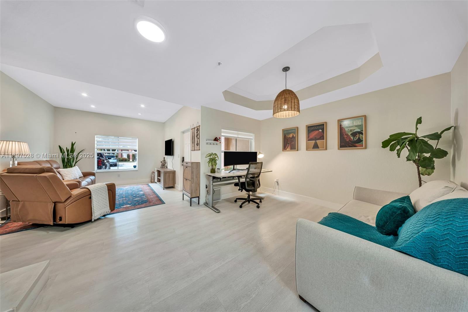 Beautifully remodeled townhouse in a prime location, just minutes from shops, supermarkets, highways, schools, hospitals, and restaurants. Fully updated in 2023 with fresh paint, new flooring, baseboards, light fixtures, appliances (including washer and dryer), blackout shades, and upgraded outlets. A reverse osmosis water filter was added in 2024, along with filtered shower heads. The AC is under 3 years old and has recently been serviced with air duct cleaning. Includes one assigned parking space plus registration for up to two guest spaces. Enjoy bright, sun-filled interiors and a peaceful water-view yard. The community is beautifully maintained, family- and pet-friendly, and offers a safe, welcoming atmosphere you’ll love coming home to.