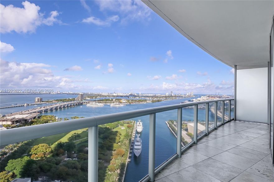 Experience elevated city living in this corner unit 2-bedroom, 2-bath unfurnished residence at Marina Blue. Perched high above the city, this unit offers breathtaking, unobstructed views of Biscayne Bay, creating a serene backdrop from sunrise to sunset.  The residence features a modern layout with floor-to-ceiling windows, filling the space with natural light and showcasing the stunning waterfront scenery. Enjoy an open living area, spacious bedrooms, and a private balcony perfect for relaxing or entertaining.  Located in the heart of Downtown Miami, Marina Blue places you directly across from Kaseya Center and Maurice A. Ferré Park, and just minutes from Brickell, Wynwood, and Miami Design District. Enjoy easy access to world-class dining, shopping, and entertainment.  Residents of Marina Blue enjoy resort-style amenities including two pools, state-of-the-art fitness center, beach volleyball court, business center, 24-hour security, and valet service.  A perfect opportunity to live in one of Miami’s most vibrant and connected locations, surrounded by water, parks, and city energy.