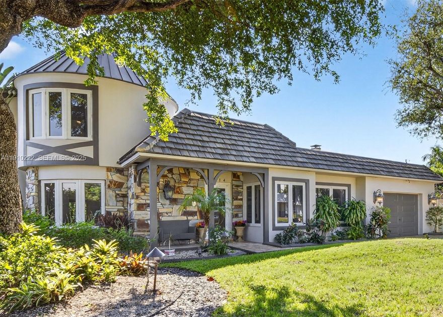 Thoughtfully updated and maintained with pride, this luxury oceanside residence in Hillsboro Shores blends architectural charm with modern amenities, and convenience.  Just steps from the beach, your private HSIA membership with deeded beach access provides your daily dose of  paradise. The home’s signature European copper turret anchors the home while featuring an elegantly curved dining room, and an intimate, light-filled bedroom above. Albastrino travertine floors flow across the main level, providing a refined canvas for the limestone feature wall and working fireplace. A striking sculptural floating staircase further defines the home’s unique character. The chef’s kitchen includes high-gloss cabinetry, premium Bosch/Dacor appliances, and stunning crystal marble countertops. The first-floor primary ensuite offers custom cabinetry and a walk-in closet. Its spacious spa bath includes champagne-bronze fixtures, a soaking tub, and a separate shower.  All baths feature premium finishes. Other Custom touches include built-in office cabinetry, and a guest room, Murphy Bed-Wall System. The fully fenced backyard features a veranda with a summer kitchen, and 10'x28' saltwater pool w/waterfall. Copper-patina lighting enhances the lush landscaping and the tumbled-marble pavers. Fresh interior paint, a warrantied tile roof, newer A/C, impact windows/doors, natural gas, and an Inspected Turn-Key Certification support true move-in readiness. Ask for our brochure and Inspection Report.