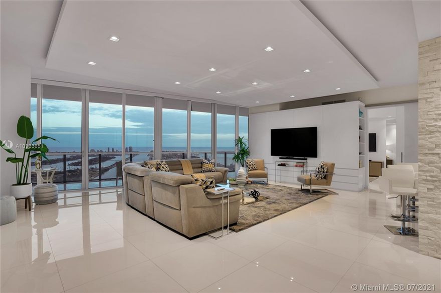Price Reduced Motivated seller Unit is now Vacant ...One of a kind combined unit at Marquis Residences .This 4 bds/4.5 5603/5604 2,975 SqFt  units comes with 2 Master bedrooms & 2 very Large Junior Suits. Enjoy panoramic Bay & City views from this sky home with one of the largest terraces in the building. White porcelain glass floors throughout. lacquer cabinets in kitchen & baths, upgraded lighting floating ceiling, Custom frosted glass doors. This unit is perfect for entertaining with a total of 4 elevators that open right into the unit. Unit has 2 deeded parking spaces. Marquis offers 5 star amenities 24 hour security, concierge, valet, two pools, a spa, & fitness center. Walk to sports & cultural venues, entertainment, dining. Pet friendly. Easy to show Tenant has vacated the unit