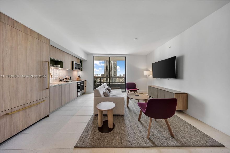 Welcome to Natiivo Miami, a licensed short-term rental building in the heart of Miami Downtown. This turnkey 2 bedroom 2 bathroom residence is 1,072 square feet in size, with wraparound terraces offering stunning views of Miami WorldCenter Shops ad Restaurants. Natiivo Miami is a full-service building with over 70,000 square feet of amenities and
 social spaces, including state-of-the-art fitness, yoga/pilates studio, bootcamp and free weights stations, spa, private treatment rooms, restaurants, cafes, social lounges, 24f7
concierge and valet parking, co-working spaces, and more. Unit is enrolled in hotel rental management program, ideal for investors and end users.