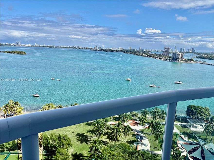 Come line in Edgewater Miami in this beautiful totally renovated 3/3 with 2189 sqft of AC space + 638 sqft in 4 terraces with spectacular direct east BAY  & PARK VIEWS!!!! Unit feel like a true home w/formal foyer, spacious great room & large open kitchen. Master bedroom & second bedroom w/en suite bathrooms & space for living area. Renovated kitchen & all baths. Power shades  & ceiling fans in bedrooms.  TV ready in great rooms, bedrooms & master bath. New water heater & washer/dryer. Great closets space & all finished. Marble floors & large tile floors in the 4 balconies. 2 prime parking spaces in the second floor. Cable, high speed internet & water included in low HOA. Full service building including valet, concierge, pool & gym attendant, spectacular pool & gym, party room, business center, game room and so much more...Walk to Margaret Pace Park, shops, nightlife, bars, restaurants banks & Publix supermarket. 3 blocks to the People Mover. 5 minutes to South Beach, Downtown Miami, Brickell, the Design District, Midtown, Wynwood & the Health district Easy access to all major highways & public transportation EASY TO SHOW!!!!