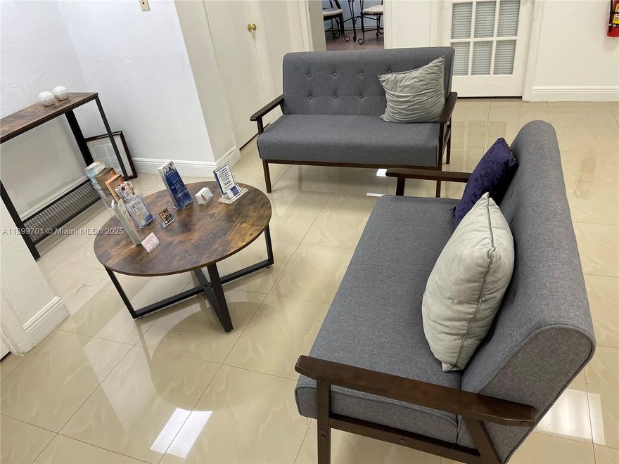 Renovated office available for lease, includes 1 office, 2 large waiting areas, 1 kitchen room and 1 in-suite bathroom. Title floor. Located at Coral Reef Medical Park. Just off US1 at 152 Street, across the street from Jackson Memorial Hospital South.
Easy to show, just call listing agent.