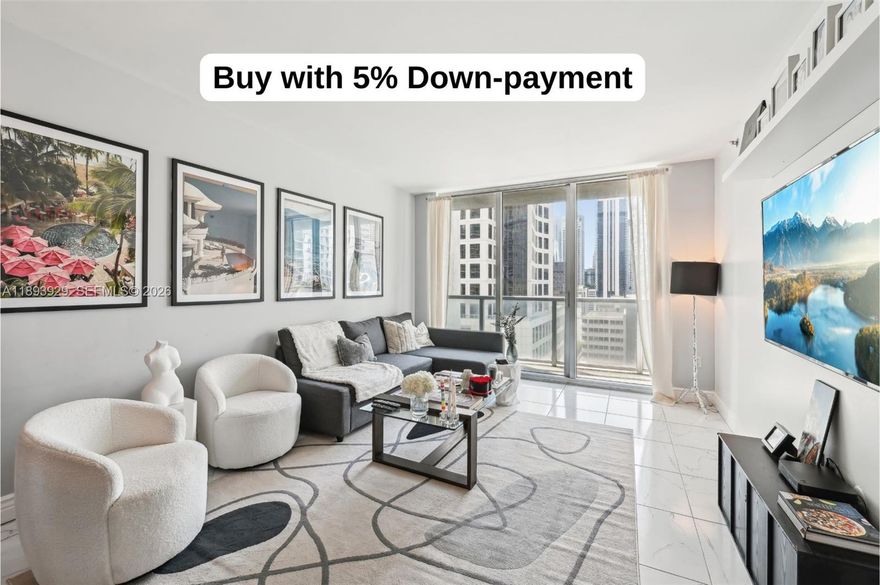 Live in the heart of Brickell at 500 Brickell West, directly across from Brickell City Centre. This elegant 1 bedroom, 1 bathroom condo features floor to ceiling windows with stunning city, skyline, and bay views, offering an exceptional blend of comfort, convenience, and urban lifestyle. Just steps from the Metromover and The Underline, Miami’s iconic 10 mile linear park and urban trail with walking and biking paths, public art, wellness areas, and community spaces beneath the Metrorail, this prime location offers one of the most connected and walkable lifestyles in the city. Enjoy easy access to Downtown Miami by simply crossing the bridge, plus premier dining, cafes, shopping, entertainment, and outdoor spaces right outside your door. When driving, benefit from quick access to I 95 without having to go too deep into Brickell traffic. Residents enjoy 24 hour valet, concierge, secure garage parking, rooftop heated pool, infinity edge pool, spa, sauna, fitness center, and resort style amenities. Internet, cable, and water are included. Building has reserves. Ideal as a primary residence, second home, or Miami pied a terre in one of Miami’s most convenient and desirable locations. Assigned Parking on the 3rd Floor next to the elevator for convenient access.