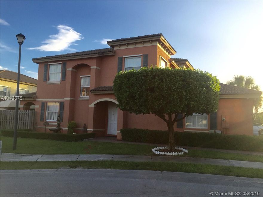 PRICE REDUCED!!! Gorgeous Modern 2 Story Corner Townhome, Over 1,450 Sq. Ft. 4Bedroom 3Bath. Garage Has Been Converted To a 4th Bedroom But Can Easily Be Converted Back To A 2 Car Garage. Kitchen Has Black Marble Counters With White Wooden Cabinets. Tile Floor in Lower Level And Laminated Wood Floors In The Second Level and Stairs. Brand New A/C System and 6 Security Cameras. Drive Way Parking With 2 Additional Guest Parking In Front of Property.Complex Has a Pool & Club House & Tennis court.Must See!!