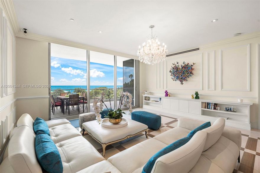 The pinnacle of oceanfront living awaits at the exclusive Fendi Château Residences. This 3,675/sqft  
4 bed 4.5 bath plus staff quarters flow-through residence is framed by turquoise ocean views and lush tropical gardens with the soothing rhythm of waves enhancing the experience.  Interiors feature 10-foot ceilings, an elegant blend of porcelain and wood flooring, custom Fendi-branded cabinetry, Gaggenau appliances, midnight bar in primary bedroom and Ornare closets in every bedroom complete this thoughtfully designed home.  Residents enjoy white glove concierge service and five star amenities that include dual pools, a spa with indoor therapy pool,  fitness center, private chef, theater, beach service, concierge, kids’ room, and barbecue area, all set along 300 feet of pristine oceanfront.  The ultimate lifestyle of sophistication and tranquility located within steps of shops, restaurants, Bal Harbour Shops and the Surf Club.