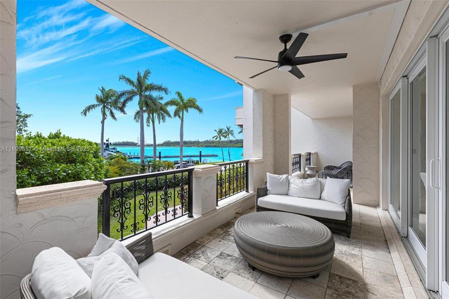 Visit this stunning 3 bedroom, 3.5 bath Bayside Village condo overlooking the Fisher Island marina. Features include a 2,744 sq. ft. interior, marble and wood floors throughout, impact glass doors, corner unit with multiple terraces. The unit is offered fully furnished. Don't miss this exceptional offering! Easy to show.