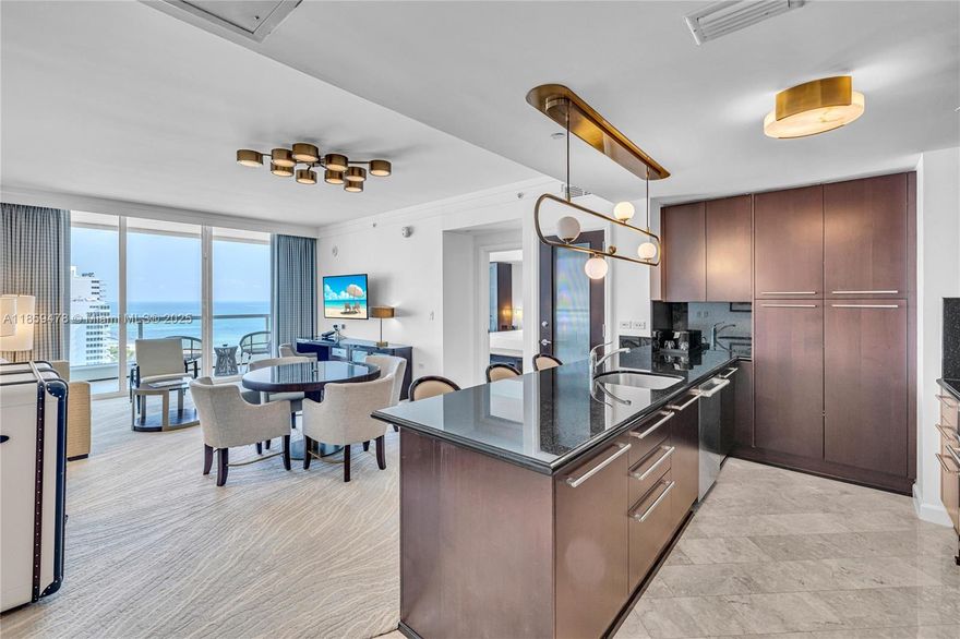 Discover luxury living in this rarely available combined dual-folio residence at the iconic Fontainebleau (Sorrento Tower) in Miami Beach. The residence offers two spacious master suites, two full baths and a half bath across 1,502 SF of refined living space; this residence comes fully furnished and move-in ready with uninterrupted ocean, intracoastal, resort pool views from expansive wraparound balconies. Enjoy 5-star amenities: award-winning spa, fitness center, world-class  dining, multiple pools, beach services, concierge and more-all at your doorstep.
Eligible for hotel rental program- ideal for luxury living+ income potential at Miami Beach's most iconic resort.