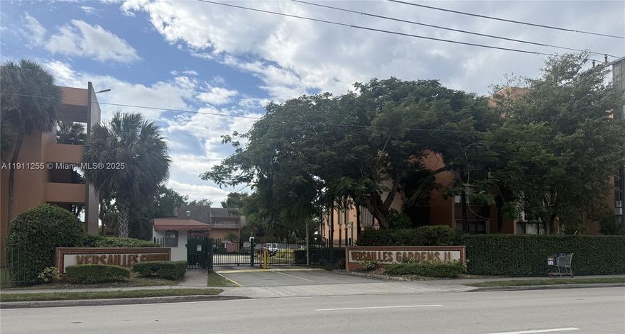 This is a 1-bedroom, 1-bathroom apartment located on the ground floor, in a corner unit, with one assigned and deeded parking space. Versailles Garden Condominium is a well-established and secure community with a strong financial condo association. The monthly fee is low at $280, and there are ample reserves. The community features a pool, tennis court, gated access, on-site management, and in-unit washer and dryer facilities. Currently, this is the only 1-bedroom, 1-bathroom unit available for sale. This desirable unit is listed by the owner/agent.