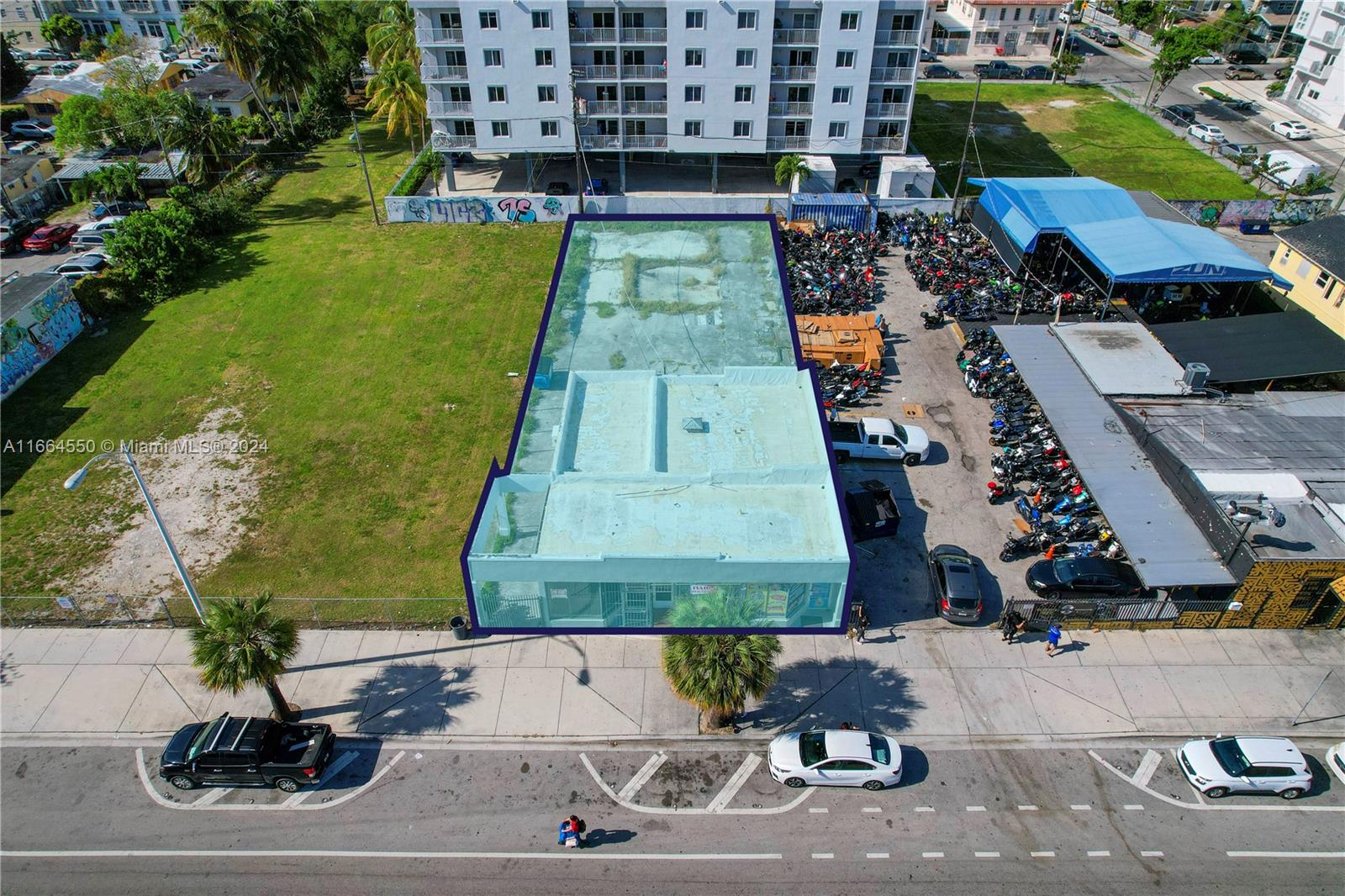 SELLER FINANCING AVAILABLE - Presenting a 3-unit retail property with large rear parking on busy W Flagler St, just minutes from the City of Miami’s urban core. Zoned T 6 12 0, this property allows for construction up to 12 stories by right (requires assembly with adjacent properties). All three retail units are currently rented, providing immediate income. An owner-user could consider combining the units in the future for their practice, taking advantage of the plentiful parking in the paved and fenced lot. The property features a 1,845 sq ft building on a 7,000 sq ft lot. Ideal for a pet hotel, veterinarian, or other single-tenant use to occupy the entire building once the leases expire, or start with one unit and grow into the three as needed.
