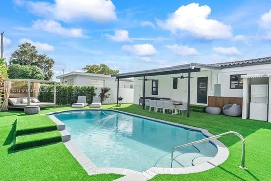 Totally and nicely remodeled dream pool house located in safe and quiet "Little Gables". 4 bed rooms and 3 baths- Ideal choice for family close to great schools. Will be perfect for Investor looking for a furnished turn key property to be immediately rented to picky tenants. Superb heated swimming pool and cozy intimate large back yard for relax and cool outside diner. Hurricane impact windows. The gated circular driveway allows to park 3 cars. Close to Miracle Miles, Meyrick Park, Miami International Airport, Miami Beach, Downtown Miami. Seller provides incentive to Buyer Broker. Easy to show.