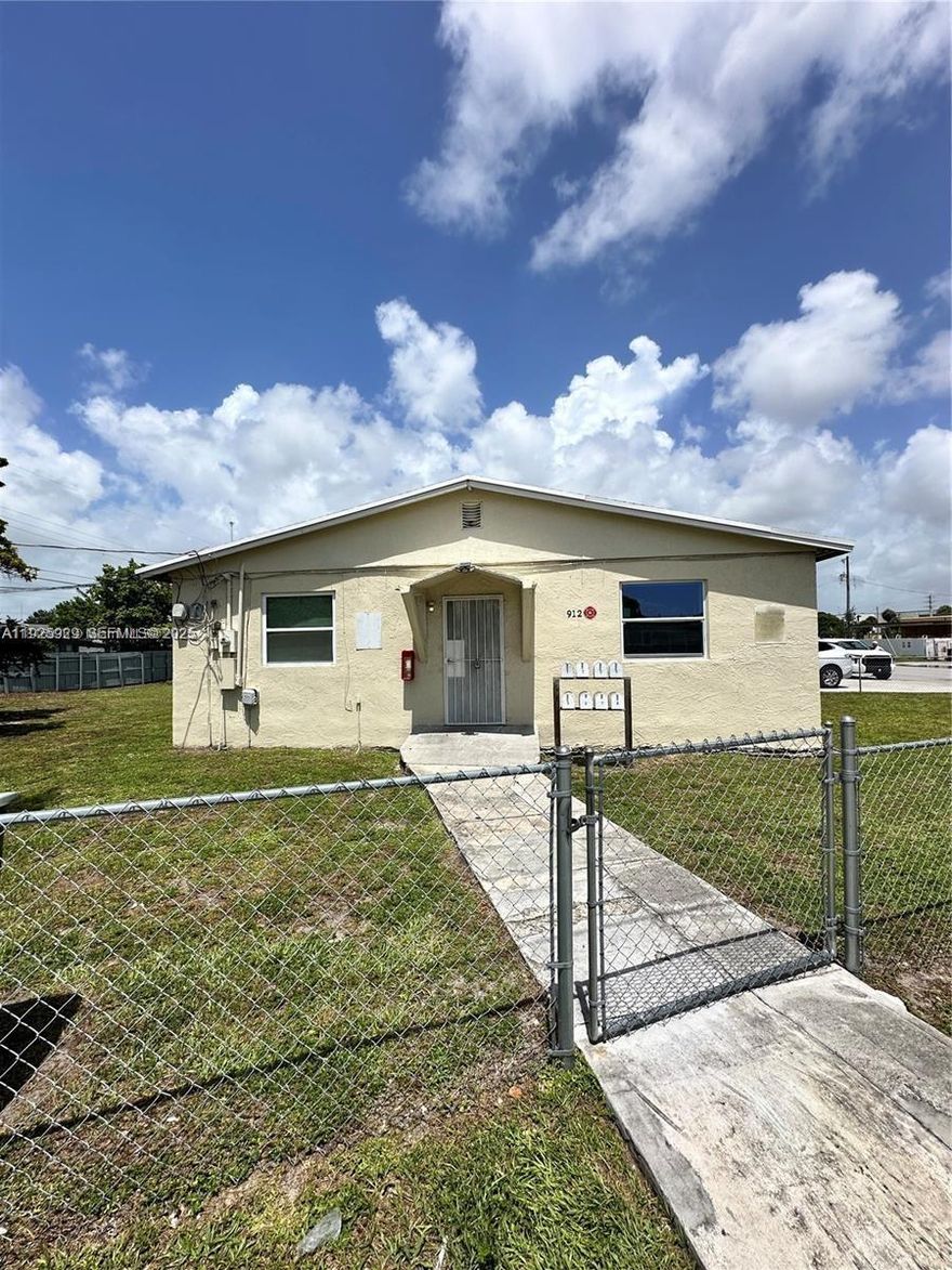 ONLY 1st month and Deposit to move in! WATER AND ELECTRIC INCLUDED WITH RENT! only 1 car space. RAPID APPROVAL ..Discovery this cozy affordable studio apartment in the hear of hallandale! Ideal for a single tenant or minimalist lifestyle. Unit features large, glossy white tiles with gray marbling, New white kitchen cabinets, and freshly painted, giving a sleek, polished, and easy-to-clean finish. Newly renovated bathroom as well! Compact kitchenette along one side of wall by entrance Stainless steel refrigerator mid size, A round flush-mount LED fixture provides illumination and Fan directly over the kitchen area & 1 wall a/c unit. LARGE SHARED GRASS PATIO SPACE. Small pets ok $300 pet fee.