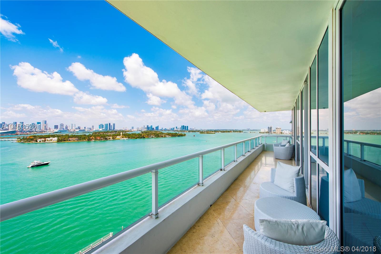 Gorgeous Sunset Views from this 2br + enclosed den, 3 full baths, with unobstructed direct Bay, Intracoastal & Miami skyline views from every room. Spacious den can be used as private 3rd bedroom or office. Marble floors, floor to ceiling windows with electric blinds and large terrace that runs the length of the apt. Kitchen equipped w/sub-zero fridge, wine cooler & S/S appliances + washer/dryer. Master bath with Jacuzzi tub, separate shower & bidet. This totally renovated full service tower offers amenities that include state of the art gym, heated pool with sun all day, 24 hour very friendly concierge and valet parking. Pets welcome!