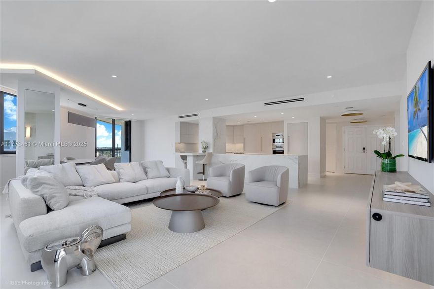 Architecturally pleasing, uber chic apartment with both ocean front & intracoastal views has undergone a complete 360 degree makeover. New drywall everywhere, AC & all new architectural & decorative lighting throughout. This wide open three-bedroom embodies Cosmopolitan Living at its finest. Professionally-designed with both sophisticated function & stylish details. The kitchen, a culinary delight with Jenn Aire & Bosche's top rated appliances, 48x48 Italian porcelain floors & tops with wall cladding throughout. Offers an expansive amount of counter space, large walkways, custom designed, floats next to wallcovering adorned with Danish wall sconce. Come see for yourself what upscale living can offer your soul in this beautiful Boutique Highland Beach building!