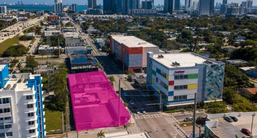 A 0.70-acre redevelopment site ideally located just outside Wynwood and the Midtown complex, and just 4 blocks
away from the Design District. Situated just outside the i-195 & i-95 junction, this site offers a great opportunity to develop a project which will enjoy maximum exposure, or upgrade the existing uses currently stationed on the property. Due to the recently implemented “Wynwood Norte” Neighborhood Revitalization District overlay, the site’s T6-8-O zoning allows for additional development benefits including up to 12 stories of residential, hotel and/or office.