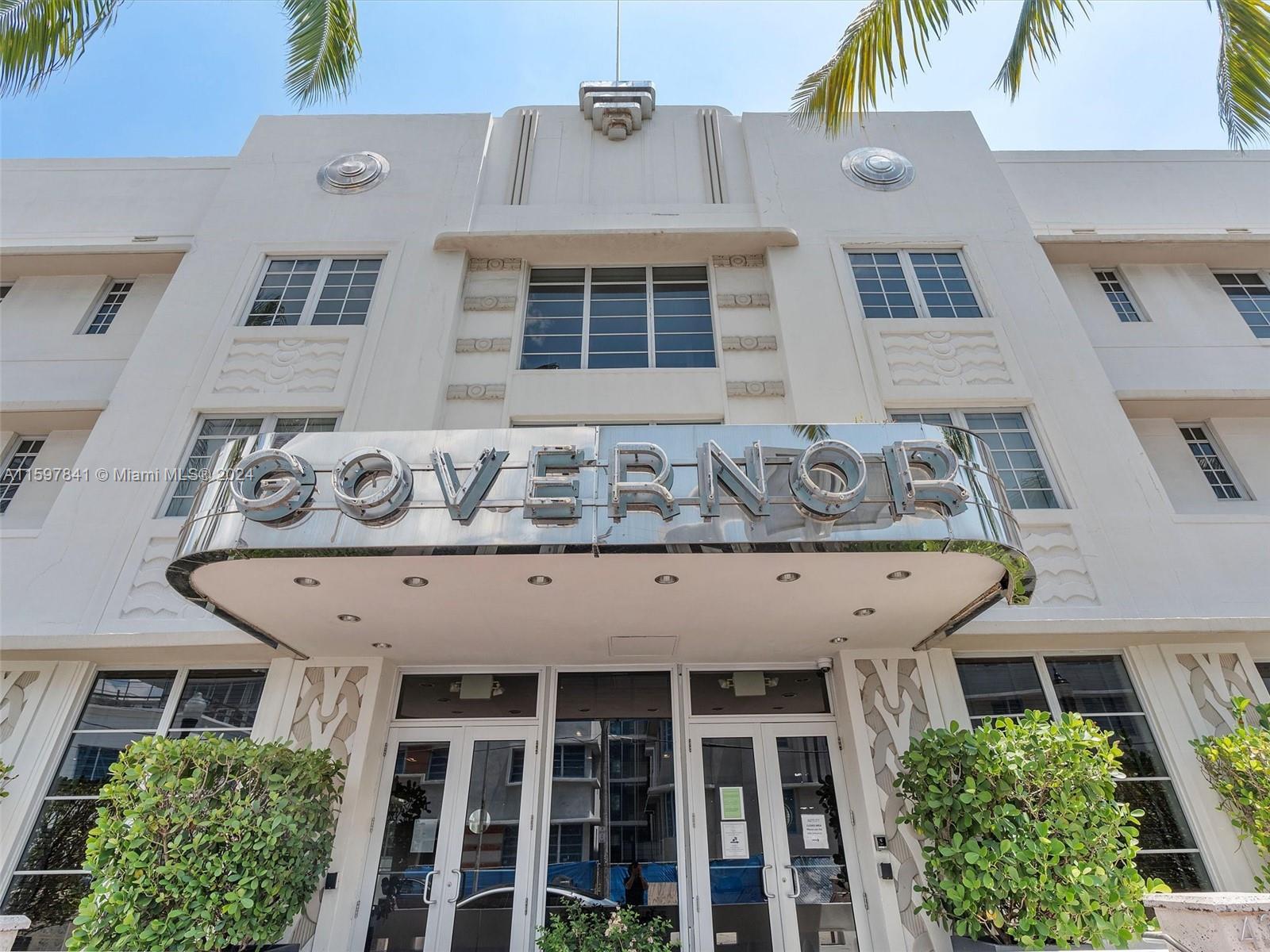 Welcome to your dream home in South Beach and the heart of the beautiful Collins Park neighborhood. This stunning 1-bedroom, 1-bathroom condo in the iconic Governor building within the prestigious ArtéCity Park complex offers 651 sq. ft. of living space. Originally constructed in 1939 by renowned architect Henry Hohauser, this building is a cornerstone of Miami Beach’s Art Deco history. The hotel was converted to condos in 2008 to combine historic charm with modern luxury. The condo features plentiful natural light, Italian cabinetry, induction cooktop, custom closet systems and an in- unit washer and dryer. Luxury amenities include two resort-style pools, a fitness center, lush gardens, a social lounge, valet parking, and beach service.