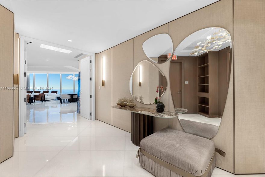 Exquisitely Designed Residence at The Estates at Acqualina.  Experience unparalleled luxury in this half-floor residence spanning 4,780 sq ft of interiors. This residence boasts 5 Bed, 6.5 Baths, Great Room, Family Room and Service room. There are 2 expansive terraces with breathtaking views of the ocean, Intracoastal, and Miami skyline. The suite features marble and wood flooring, high-impact windows, italian Molteni&C Kitchen with top-tier appliances. A lifestyle that is all about unforgettable experiences with more 45,000 square feet of amenities from the ice-skating rink, the bowling lanes, the movie theater, the Formula One simulator & the Wall Street Traders Club, basketball and the FlowRider wave simulator and the multiple pools. Acqualina Realty On site Sales gallery