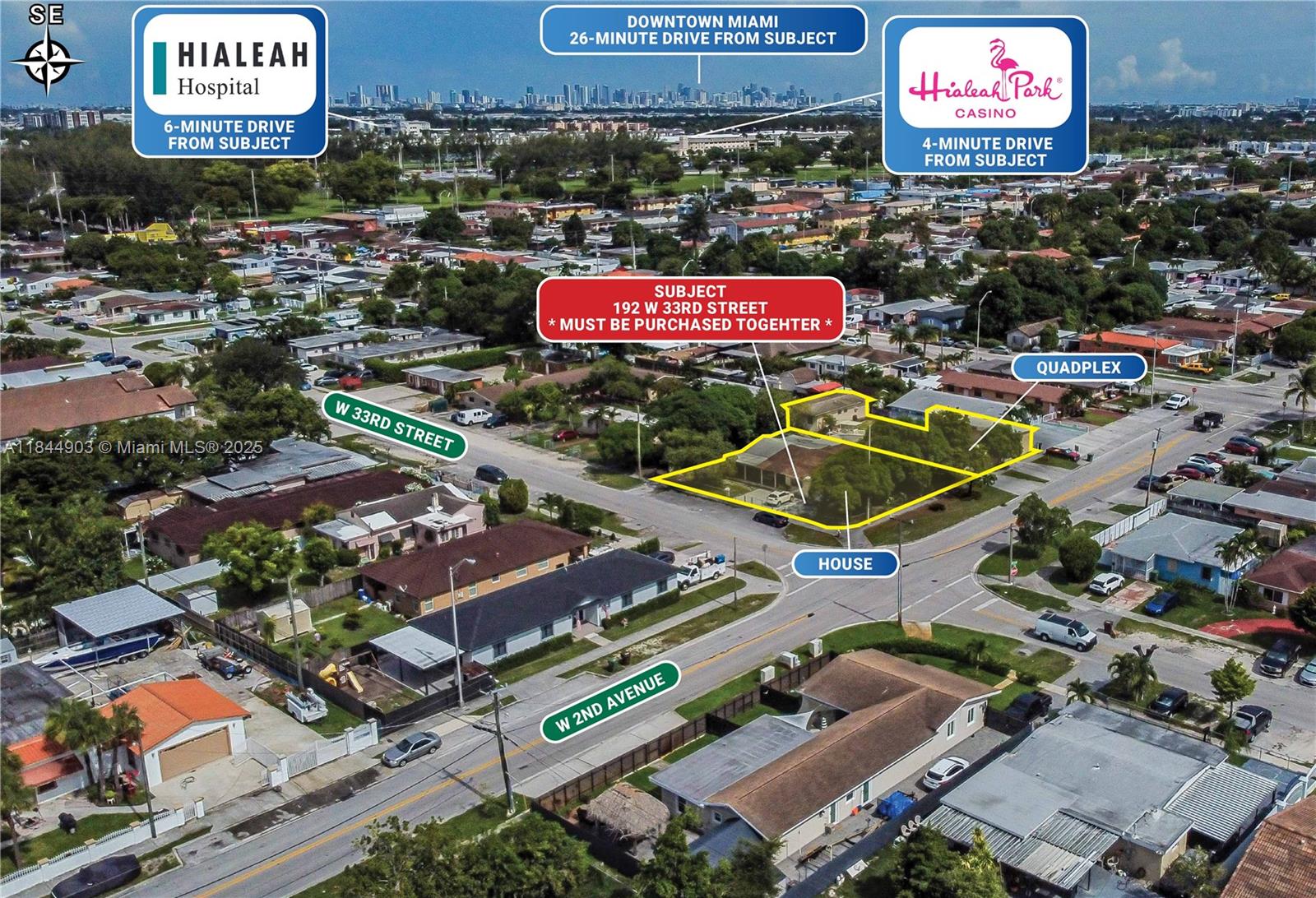 Offering consists of a Single-Family Home with 3-bedrooms/2-bathrooms and 4 adjacent multifamily units (two duplexes, consisting of 3 small 1-bedroom apartments and 1-efficiency. The House MUST BE PURCHASED WITH ADJACENT QUADPLEX.