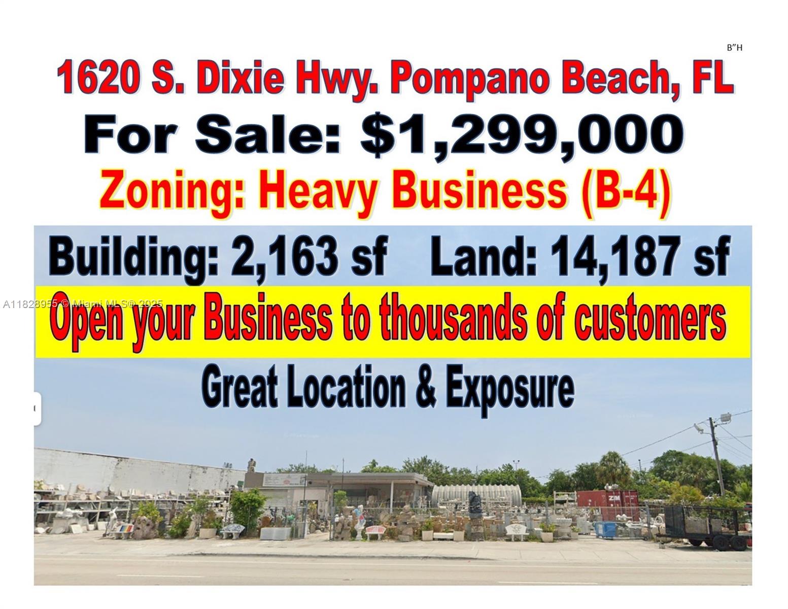 Great Opportunity to Lease a Building of 2,163 sf in a nice lot of 14,187 sf, with a Commercial Heavy Business District(B-4) allow the following uses: Adult & Child Day Care, School, Art School, Medical Office, Urgent Care Facility 24 hours, Botanical Garden, Animal Grooming, Pet Hotel, Veterinary Hospital, Animal Shelter, Pet Shop, Boat or Marina Parts Sale & Repairs & Servicing, Boats Sales & Rentals, Amusement Arcade, Bar or Lounge, Brewpub, Nightclub, Restaurant, Automotive Painting or Body Shop, Muffler/Transmissions Sales & Installation, Automotive Repair & Maintenance Facility, Gas Station, Tires Sales & Mounting, Professional Office, Art, Music or Dance Studio, Dry Cleaning, Bank, Laundromat, Antique Store, Art Gallery, Convenience Store, Grocery Store, Pawn Shop, Thrift Store