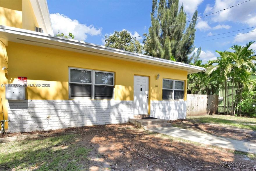 Discover this tucked-away hidden jewel on a quiet cul-de-sac!  Just a block from Biscayne Park Village (but without Biscayne Park taxes) and a short stroll to enjoy dining out in new restaurants and the NM museum of contemporary art …this home can be a duplex (currently divided with 3 entrances and each unit rented on month to month lease) or transformed into a single family residence. It is clean as a whistle with impact windows, privacy fence, mature fruit trees, lots of shade and a lovely outside dining area. New roof, refinished terrazzo and new wood floors. Added benefits of schools, and convenient commutes to I-95, Aventura, Miami Beach, and downtown Miami w/2 nearby airports along with the brand new UHealth medical center on Sole Mia Way…make the decision to grab this opportunity!  Easy appointments.  Priced to sell. Please do not disturb tenants, request a showing. Appointments only with 24 hours' notice.