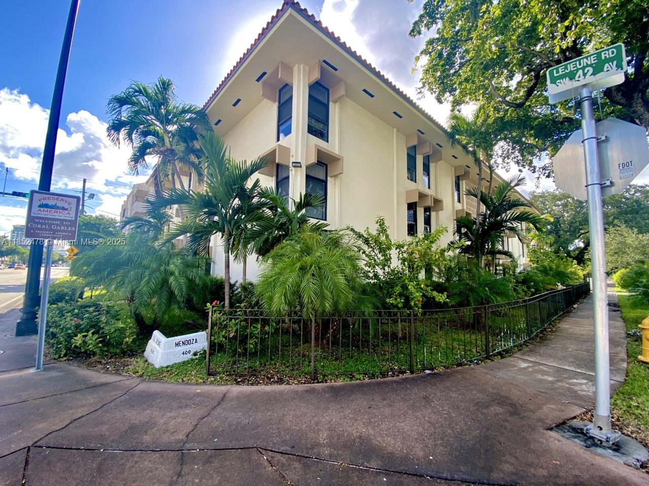 Villa Mendoza offers a Spacious 1 Bedroom 1 Bath Unit on the First Floor in the Heart of Coral Gables. On the corner of Le Jeune and Mendoza (16th St). Newer Kitchen and appliances. Building offers a very private, gated 18-unit apt building that includes private pool, impact windows, laundry facilities On-Site, One reserved parking spot. Minutes away from Miracle Mile, shops and restaurants. No pets allowed. Ready to move, Call agent for more details.