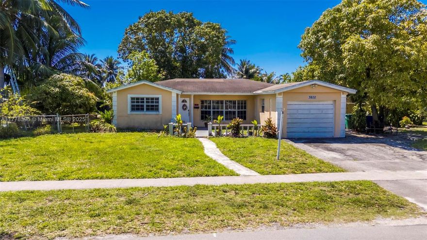 3/2 property with great potential. Features 2020 A/C and bathrooms remodeled the same year. The garage has been converted into an efficiency, ideal for multiple uses. The lot includes fruit trees such as avocado, plantain, mango, and coconut—perfect for enjoying outdoor living. No HOA. FHA financing not accepted. Conveniently located near Fort Lauderdale International Airport (FLL) with easy access to major roads.