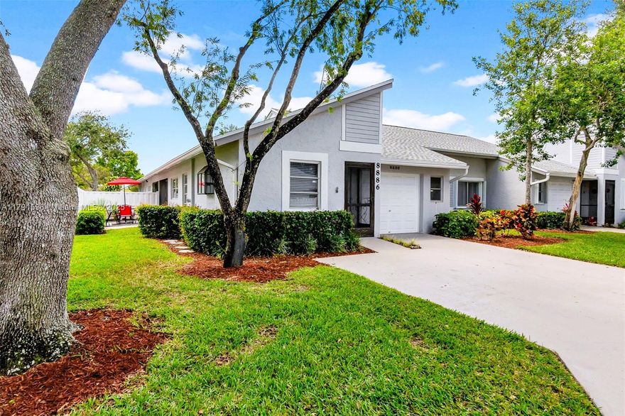Stunning and completely remodeled 2 bed 2 bath Villa in 55 plus and 24 hr gated community, Whisper Walk in the heart of Boca Raton. Featuring remodeled Kitchen, Bathrooms, Tile Flooring, LED Lighting and brand-new roof in 2022. Amenities include heated pool with spa, putting green, tennis courts and more.