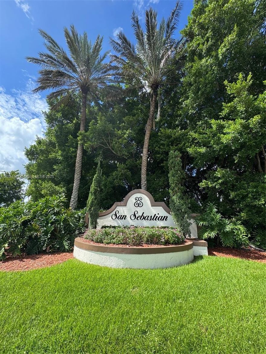 THIS LOVELY BEAUTIFUL TOWNHOUSE 3 BEDROOMS 2.5 BATHS IN SAN SEBASTIAN GREAT COMMUNITY & LOCATION IN WESTON. LAMINATED FLOORS THROUGHOUT | ONE CAR GARAGE, ONE CAR DRIVEWAY + VISITORS. WALKING DISTANCE TO THE SHOPPES AT NORTH LAKES, NEAR TO FINE RESTAURANTS, SAWGRASS MALL, HOSPITALS, SUPERMARKETS AND SCHOOLS RATE “A”. AND MORE. A RESORT WITH CLUBHOUSE, POOL, PLAYGROUNDS.. INCLUDES FRONT LANDSCAPING MAINTENANCE. READY TO MOVE IN WITH FIRST MONTH RENT & SECURITY DEPOSIT. YOU WILL BE ABLE TO EXTEND YOUR LEASE FOR MANY YEARS. EASY TO SHOW FOR FURTHER INFORMATION CALL LISTING BROKER.