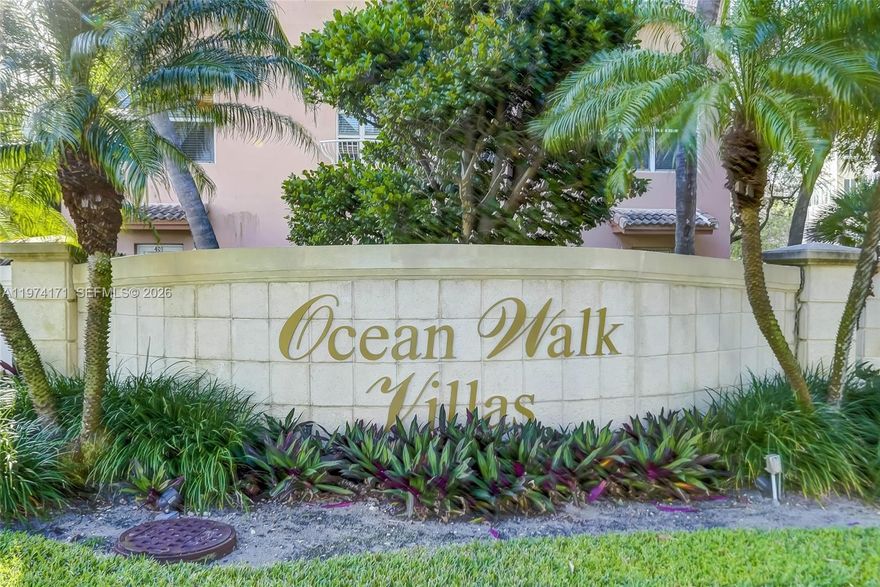 Townhouse renovated in 2018, oceanfront with ocean views from the bedroom, freshly painted, move-in ready, French marble throughout. The community is called The Reserve of OceanWalk Villas. 2 bedrooms, 2.5 bathrooms, 1724 square feet, garage and carport, impact-resistant windows. New air conditioning unit replaced in October 2022 with a 10-year transferable warranty. FPL box replaced in December 2022 with an electric one. Water heater replaced with a Stiebel Eltron 24 and a Thankless water heater in December 2024. There is no pool in this community.