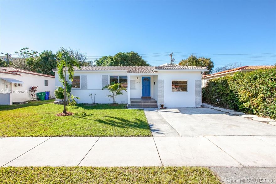 Charming 3 bedroom 2 bathroom home in the highly desired Coral Gate community. This home was just renovated with a brand new kitchen with quartz counter tops, white gloss cabinets and stainless steel appliances, new electrical system, new plumbing, refurbished wood floors with new baseboards, new bathrooms and more. Great space in the backyard with room for a pool.