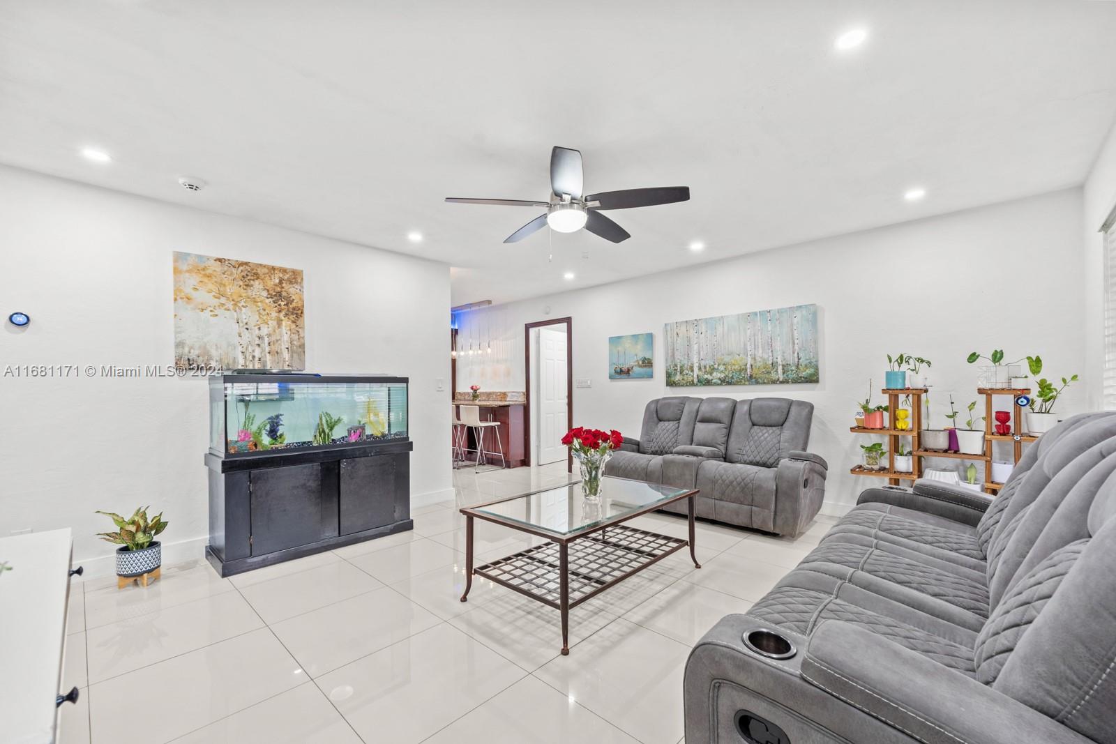 Corner lot 2 bedroom, 3 bathroom house with spacious fenced-in backyard located in Miramar! Features updated kitchen with LG stainless steel appliances & granite countertop, remodeled bathrooms, security camera system, LED lighting throughout, porcelain tile floors, central AC, LG washer/dryer, NEST thermostat, RING doorbell camera, tankless water heater, carport and pergola with exterior kitchen in backyard perfect for entertaining. Air conditioned storage shed can be used as extra storage space, office space or exercise room. The large exterior paved backyard has plenty space to store your boat AND an RV as well additional cars or motorcycles. Plenty of room to build your dream pool! House can be sold with or without furniture. NO HOA. SQ FT LARGER THAN THE TAX ROLL INDICATES.