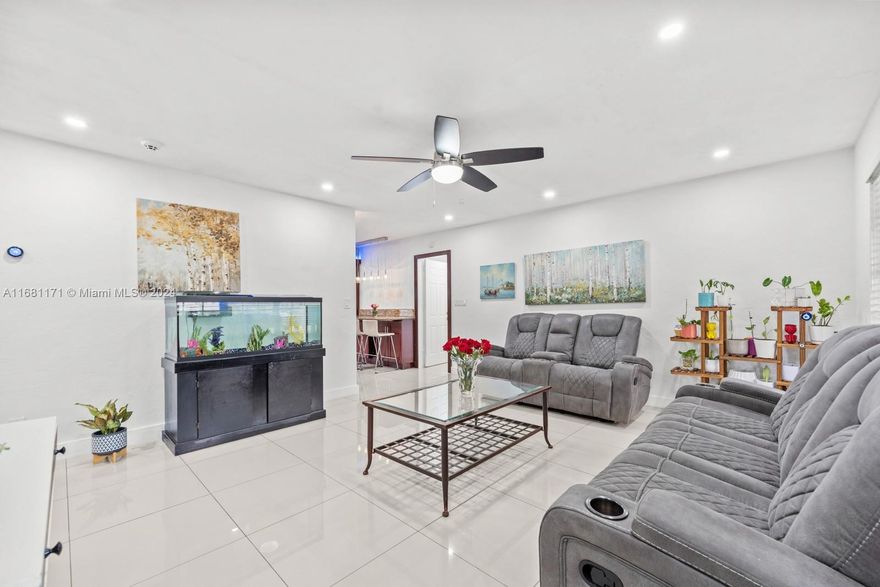 Corner lot 2 bedroom, 3 bathroom house with spacious fenced-in backyard located in Miramar! Features updated kitchen with LG stainless steel appliances & granite countertop, remodeled bathrooms, security camera system, LED lighting throughout, porcelain tile floors, central AC, LG washer/dryer, NEST thermostat, RING doorbell camera, tankless water heater, carport and pergola with exterior kitchen in backyard perfect for entertaining. Air conditioned storage shed can be used as extra storage space, office space or exercise room. The large exterior paved backyard has plenty space to store your boat AND an RV as well additional cars or motorcycles. Plenty of room to build your dream pool! House can be sold with or without furniture. NO HOA. SQ FT LARGER THAN THE TAX ROLL INDICATES.