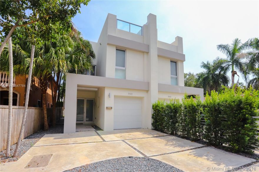 3 bedroom and 3 bathroom, Townhome condo with 1 car garage and 2 guests spaces in  Coconut Grove. Modern fixtures and floor-to-ceiling impact glass. High-grade designer finishes and open floor plan. Private rooftop terrace with beautiful views of lush, tropical neighborhood. Easy to show!!