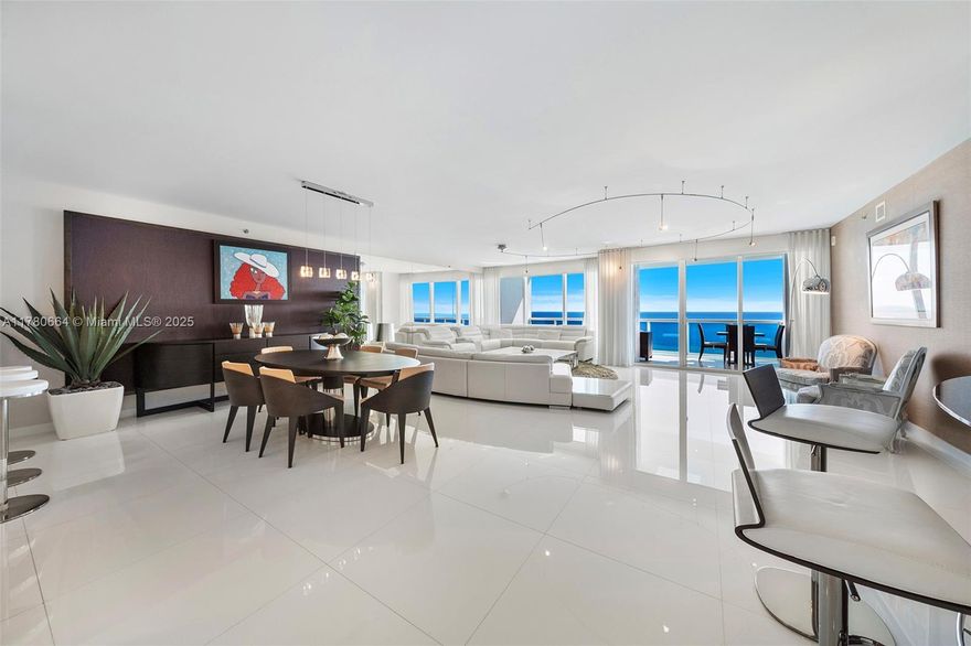 Experience unparalleled luxury in this 3-bed, 3.5-bath residence at Trump Hollywood. This 3,395 SF flow-through unit boasts direct ocean views with east & west balconies for breathtaking sunrises & sunsets. Featuring a private elevator lobby, family room, impact windows, and wood & white porcelain floors throughout. Indulge in world-class amenities: oceanfront pool deck and restaurant, state-of-the-art fitness center, spa, cigar lounge, wine cellar, beach service & tennis courts. 24-hour concierge, valet, and security ensure ultimate comfort. Live the oceanfront dream in this full-service luxury condo!