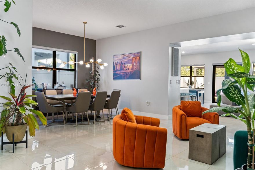 MAJOR PRICE REDUCTION! The price has been reduced for quick sale. Welcome to Marbella a Gated Community in Miramar. Where contemporary elegance meets modern luxury. This updated 4-bed, 3-bath one-story home boasts high-volume ceilings, stunning light fixtures, 724x24 polished porcelain tiles. The gourmet island kitchen features upgraded platinum-hybrid quartz countertops, sleek cabinets, and top-of-the-line appliances. The master suite offers dual custom walk-in closets & a spa-like bath with smart bidet toilets & LED vanity mirrors. Enjoy smart home features, a Ecoverse water filtration system & over $200K in upgrades. The outdoor oasis includes a covered pergola, paver patio, Jacuzzi, & privacy fencing. The community offers a resort-style clubhouse with a pool, gym, and more. A must-see.