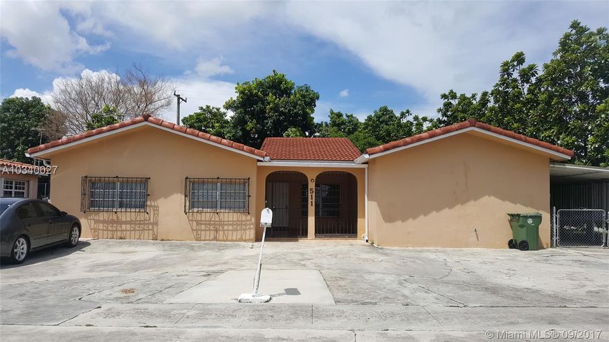Great Neighborhood in West Hialeah. Large spacious house with family room. Corner home with newer A/C and newer barrel tile roof.  Many fruit trees, mango, orange, avocado, and over 20 mamey producing trees. No HOA. Needs updating. Plenty of parking. Great for large family.  Priced to sell quickly. Re-Occupancy Certificate from the City of Hialeah has been obtained.