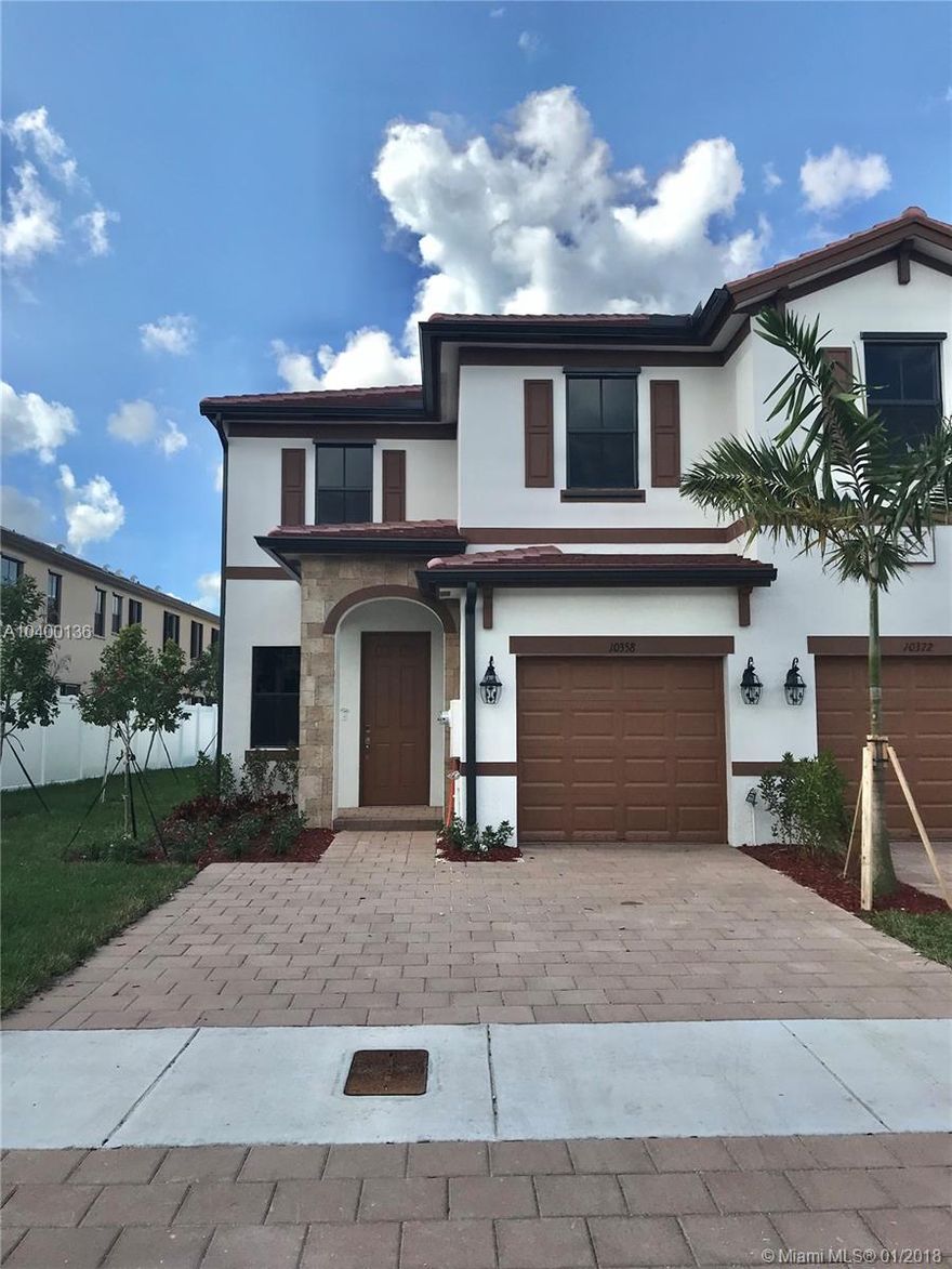 MOVE-IN READY! NEW CONSTRUCTION! TOWNHOUSE 3 BEDROOMS, 2 1/2 BATHROOMS IN THE NEWEST "AQUABELLA", GATED COMMUNITY AND NICE NEIGHBORHOOD, LOCATED NEAR FROM FUTURE DEVELOPMENT "AMERICAN DREAM MEGA MALL", GOOD SCHOOLS, RESTAURANTS AND SHOPPING WITH IMMEDIATE ACCESS TO !-95, PALMETTO EXPRESSWAY AND FLORIDA'S TURNPIKE. ALL NEW STAINLESS APPLIANCES WITH WARRANTY, WOOD CABINETS, COUNTER TOPS, DOUBLE DOOR REFRIGERATOR.  TILE FLOORS DOWNSTAIRS AND CARPETS ON SECOND FLOOR WITH LAUNDRY.  VERY NICE PATIO!