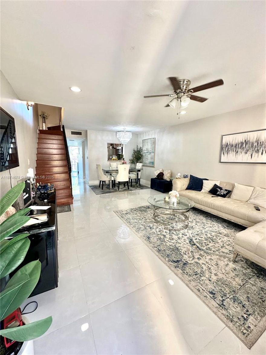 Located in a small, well kept townhome community of 19 homes. Park Plaza is located on a dead end street in a quiet residential community close to downtown Hollywood, transportation and shopping. The interior features porcelain tile on the first floor, an updated kitchen with stainless steel appliances, wood cabinetry & granite counters. There are sliding glass doors with a private patio area. The upstairs features laminate floors throughout, a large master suite with a private balcony. The bathroom has been completely remodeled. The living room has recessed lighting and there is a new washer dryer and water heater. Low monthly maintenance which includes liability and flood. The association is responsible for the roofs. Pet friendly community! Two years residency required before renting.